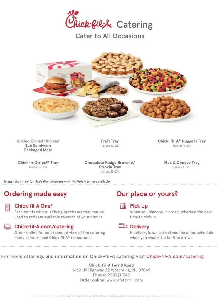 Chick-fil-A Catering menu prices