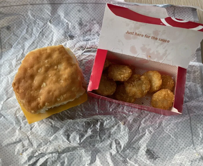Chick-fil-A Chicken Biscuit and Hash Browns