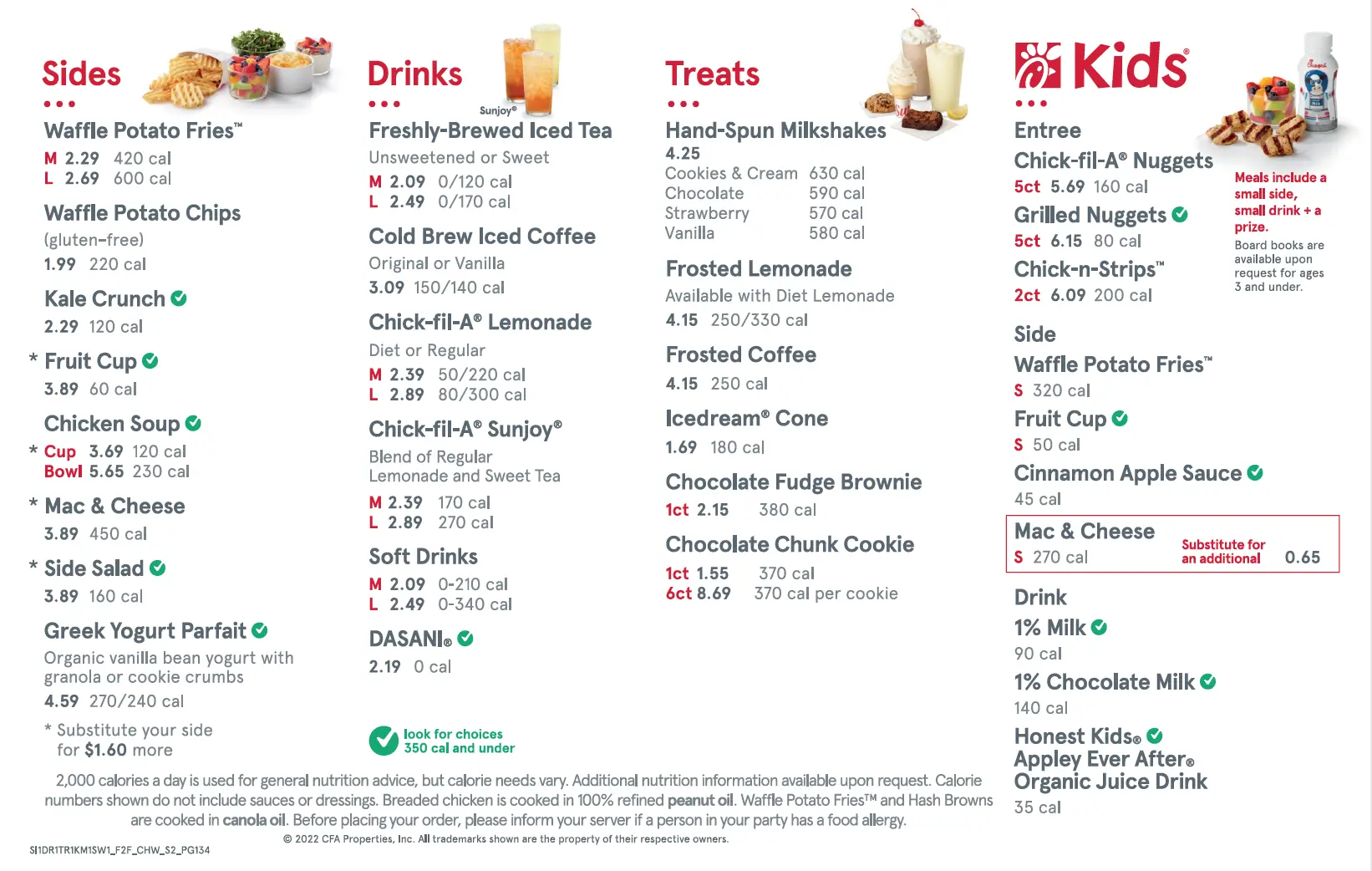 Chick-fil-A Drinks Menu Items and prices